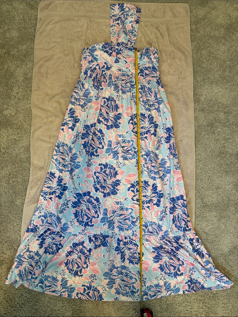 NWOT Grace Karin Halter Floral Maxi Dress in Light Blue and Pink - Size S - Picture 7 of 10